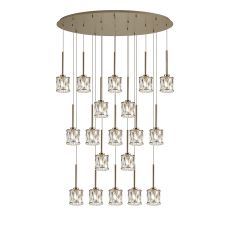 Acacia 19 Light G9 2m Oval Multiple Pendant French Gold / Clear Crystal Shade, Item Weight: 24.1kg