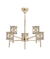 Acacia 55.5cm 5 Light G9 Telescopic/Semi Flush French Gold / Clear Crystal Shade