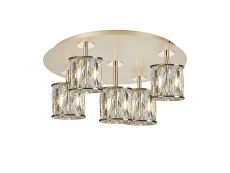 Acacia 46cm Round 5 Light G9 Flush Light French Gold / Clear Crystal Shade