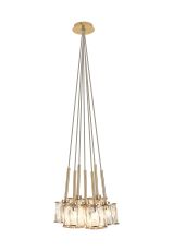 Acacia 28.5cm 7 Light G9 1.5m Cluster Pendant French Gold / Clear Crystal Shade
