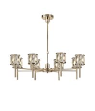 Acacia 76.8cm 8 Light G9 Telescopic/Semi Flush French Gold / Clear Crystal Shade
