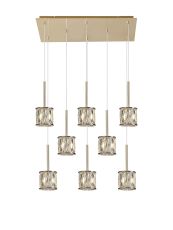 Acacia 8 Light G9 2m Rectangle Multiple Pendant French Gold / Clear Crystal Shade
