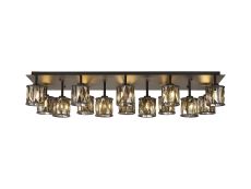 Acacia Rectangle 14 Light G9 Flush Light Satin Black / Smoke Crystal Shade Item Weight: 18.1kg