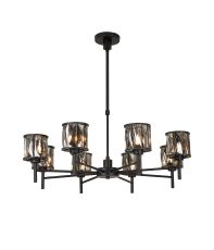 Acacia 76.8cm 8 Light G9 Telescopic Light Satin Black / Smoke Crystal Shade