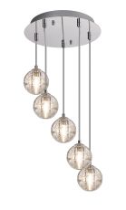 Acacia 32cm 5 Light G9 Bubble Glass 2m Round Multiple Pendant Polished Chrome / Clear Glass