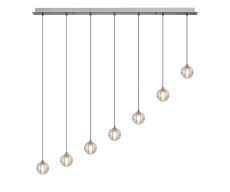 Acacia 7 Light G9 Bubble Glass 1.8m Linear Multiple Pendant Polished Chrome / Clear Glass