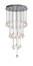 Acacia 62cm 30 Light G9 Bubble Glass 10 x 3m / 4m / 5m Round Multiple Pendant Polished Chrome / Clear Glass Item Weight: 45.6kg
