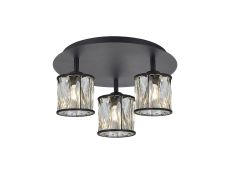 Acacia 35cm Round 3 Light G9 Flush Sand Black / Clear Crystal Shade