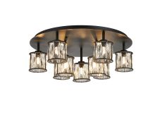 Acacia 60.8cm Round 9 Light G9 Flush Sand Black / Clear Crystal Shade