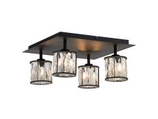 Acacia Square 4 Light G9 Flush Sand Black / Clear Crystal Shade