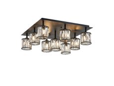 Acacia Square 9 Light G9 Flush Sand Black / Clear Crystal Shade