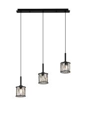 Acacia 3 Light G9 2m Linear Pendant Sand Black / Clear Crystal Shade