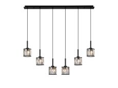 Acacia 6 Light G9 2m Linear Pendant Sand Black / Clear Crystal Shade