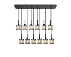 Acacia 12 Light G9 2m Linear Pendant Sand Black / Clear Crystal Shade