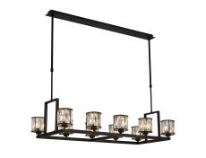 Acacia 10 Light Rectangle G9 Telescopic Light Sand Black / Clear Crystal Shade