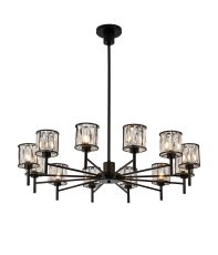 Acacia 91.8cm 12 Light G9 Telescopic/Semi Flush Sand Black / Clear Crystal Shade