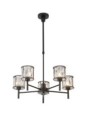 Acacia 55.5cm 5 Light G9 Telescopic/Semi Flush Sand Black / Clear Crystal Shade