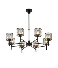 Acacia 76.8cm 8 Light G9 Telescopic/Semi Flush Sand Black / Clear Crystal Shade