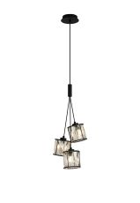 Acacia 12cm 3 Light G9 2m Cluster Pendant Sand Black / Clear Crystal Shade