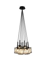 Acacia 28.5cm 7 Light G9 1.5m Cluster Pendant Sand Black / Clear Crystal Shade