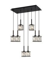 Acacia 8 Light G9 2m Rectangle Multiple Pendant Sand Black / Clear Crystal Shade