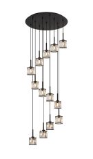 Acacia 56cm 13 Light G9 2.5m Round Multiple Pendant Sand Black / Clear Crystal Shade Item Weight: 15.91kg