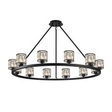 Acacia 105.8cm 12 Light Round G9 Telescopic Light Sand Black / Clear Crystal Shade