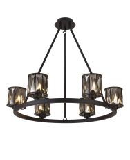 Acacia 70.8cm 6 Light Round G9 Telescopic Light Sand Black / Clear Crystal Shade