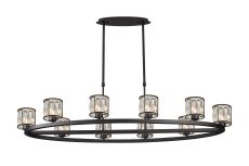 Acacia 10 Light Oval G9 Telescopic Light Sand Black / Clear Crystal Shade