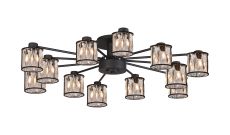 Acacia 91.8cm 12 Light G9 Semi Flush Sand Black / Clear Crystal Shade