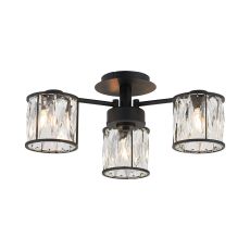 Acacia 44.2cm 3 Light G9 Semi Flush Sand Black / Clear Crystal Shade