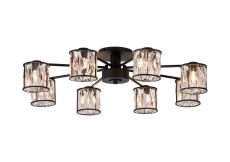 Acacia 76.8cm 8 Light G9 Semi Flush Sand Black / Clear Crystal Shade