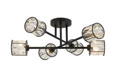 Acacia 69cm 6 Light G9 Crossed Arm Semi Flush Sand Black / Clear Crystal Shade