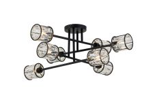 Acacia 85cm 8 Light G9 Crossed Arm Semi Flush Sand Black / Clear Crystal Shade