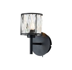 Acacia 1 Light G9 Switched Wall Lamp Sand Black / Clear Crystal Shade