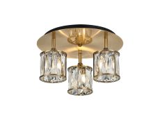Acacia 35cm Round 3 Light G9 Flush Antique Brass / Clear Crystal Shade