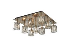 Acacia Square 9 Light G9 Flush Antique Brass / Clear Crystal Shade