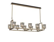 Acacia 10 Light Rectangle G9 Telescopic Light Antique Brass / Clear Crystal Shade