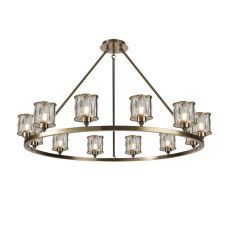 Acacia 105.8cm 12 Light Round G9 Telescopic Light Antique Brass / Clear Crystal Shade