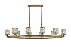 Acacia 10 Light Oval G9 Telescopic Light Antique Brass / Clear Crystal Shade