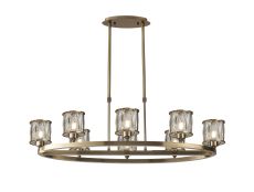 Acacia 8 Light Oval G9 Telescopic Light Antique Brass / Clear Crystal Shade