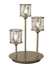 Acacia 3 Light G9 Round Touch Switch Crystal Table Lamp Antique Brass & Clear Crystal Shade