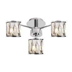 Acacia 44.2cm 3 Light G9 Semi Flush Polished Chrome / Clear Crystal Shade