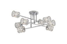 Acacia 85cm 8 Light G9 Crossed Arm Semi Flush Polished Chrome / Clear Crystal Shade