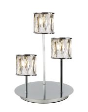 Acacia 3 Light G9 Round Touch Switch Crystal Table Lamp Polished Chrome & Clear Crystal Shade