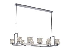 Acacia 10 Light Rectangle G9 Telescopic Light Polished Chrome / Clear Crystal Shade