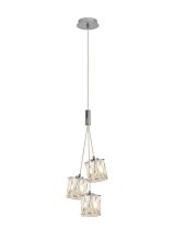 Acacia 12cm 3 Light G9 2m 1 Drop Cluster Pendant Polished Chrome / Clear Crystal Shade