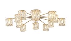 Acacia 91.8cm 12 Light G9 Semi Flush French Gold / Clear Crystal Shade