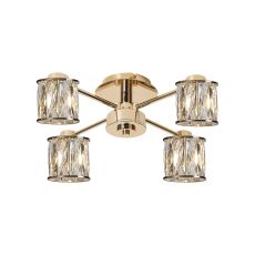 Acacia 46.8cm 4 Light G9 Semi Flush French Gold / Clear Crystal Shade
