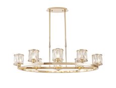 Acacia 8 Light Oval G9 Telescopic Light French Gold / Clear Crystal Shade